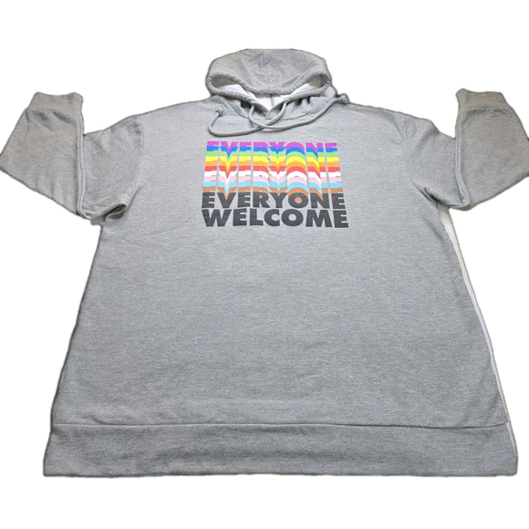 Pride Tops - TakePride Everyone Welcome Hoodie XXL Gray Rainbow Graphic Pullover
